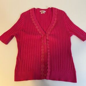 Van Heusen Fuchsia Button-Up short sleeved Cardigan